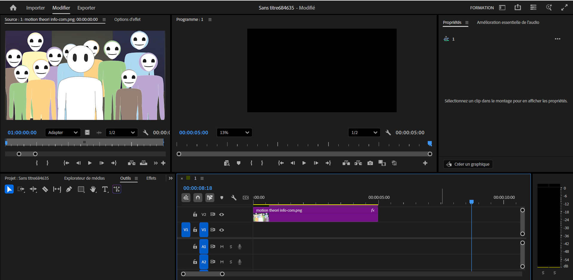Interface Adobe Premiere Pro avec le montage final